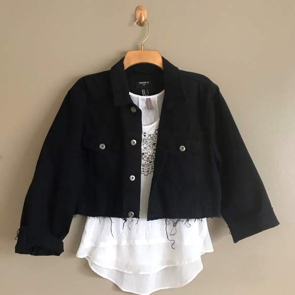 Forever 21 Jackets & Blazers - Forever 21 Black Fringed Cropped Jacket, Medium